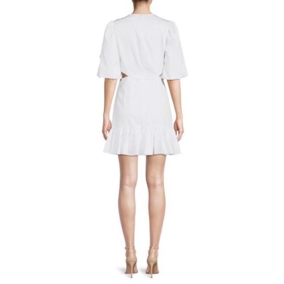 NEW! Veronica Beard- White Iker Puff Sleeve Cut Out Mini Dress Size 12 - Picture 9 of 9